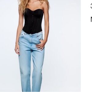 NWT Zara Black Satin Effect Corset Top. Size M.